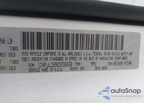 2019 Jeep Cherokee Latitude Fwd z USA, uszkodzony, nr VIN 1C4PJLCB5KD232633